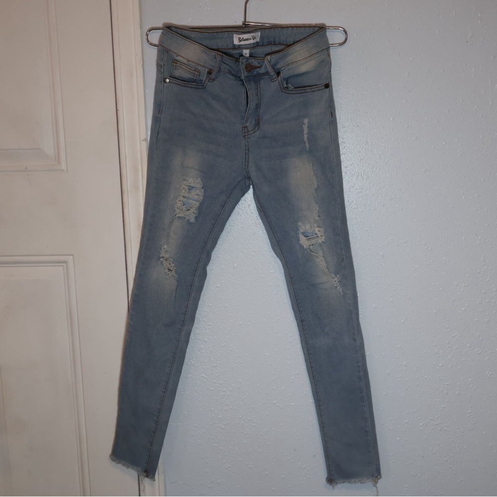 Between Us Light Wash Distressed Skinny Jeans